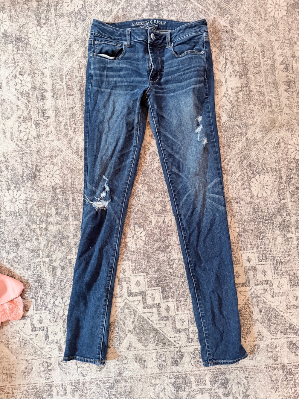 American Eagle Outfitters Dark Blue Ripped Skinny Jeans